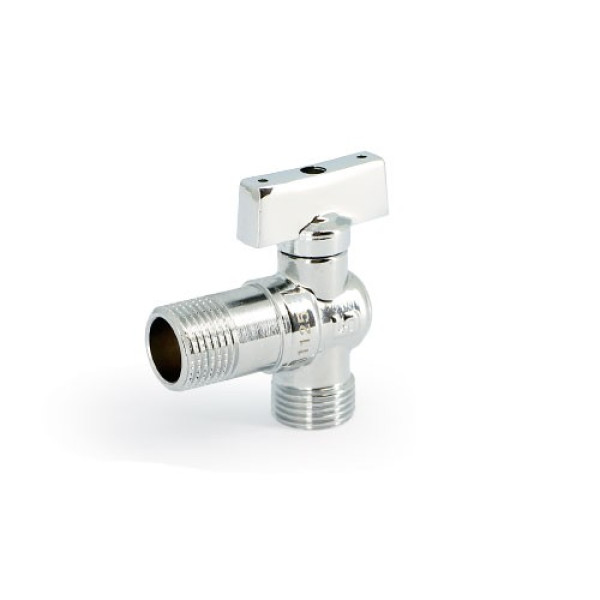 Кран угловой 1/2"х1/2" НН шаровый Uni-Fitt (хром. латунь, рукоятка алюминий) 180C2001 Кран угловой 1/2"х1/2" НН шаровый Uni-Fitt (хром. латунь, рукоятка алюминий) 180C2001