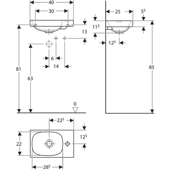 Раковина Geberit Acanto 40x25 (9500.635.01.2)