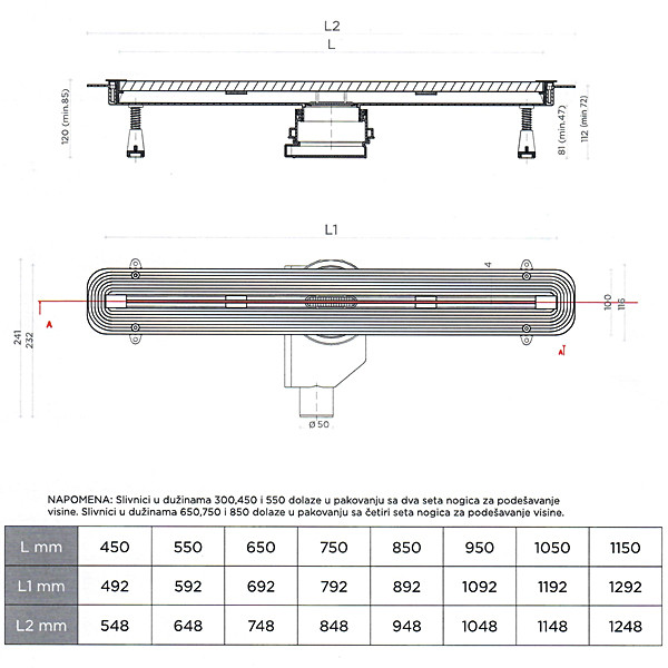 Душевой лоток Pestan Confluo Slim Line 550 хром (13100032)