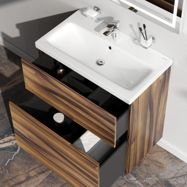 Тумба напольная AM.PM Gem 75x80 2 ящика, орех (M90FSX0752HF) Тумба напольная AM.PM Gem 75x80 2 ящика, орех (M90FSX0752HF)