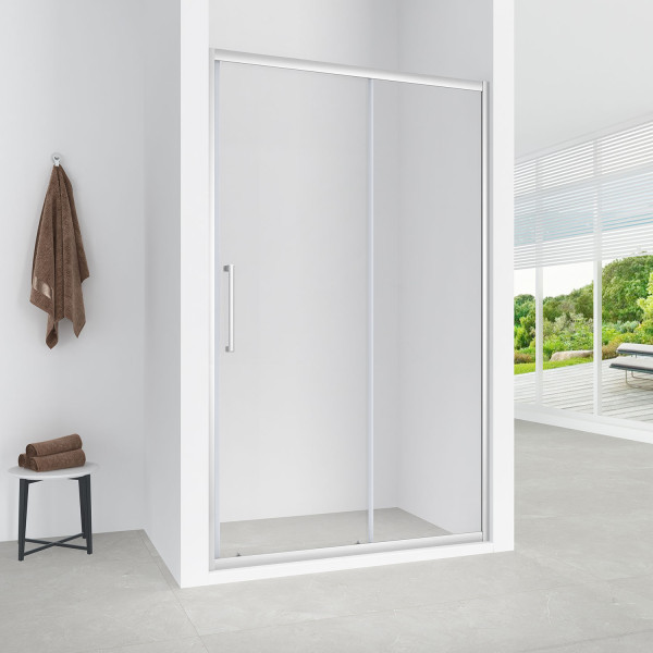 Дверь душевая Loranto 120x190 стекло прозрачное, профиль хром (CS-AB03C-120)