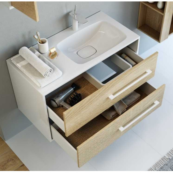 Тумба подвесная Aqwella Майами 90 450х918х540 с раковиной Malaga 90, цвет дуб сонома, чаша справа (Mai.01.09/R) Тумба подвесная Aqwella Майами 90 450х918х540 с раковиной Malaga 90, цвет дуб сонома, чаша справа (Mai.01.09/R)