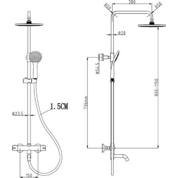 Система душевая с термостатом  SMARTsant Смарт (SM1209AA)