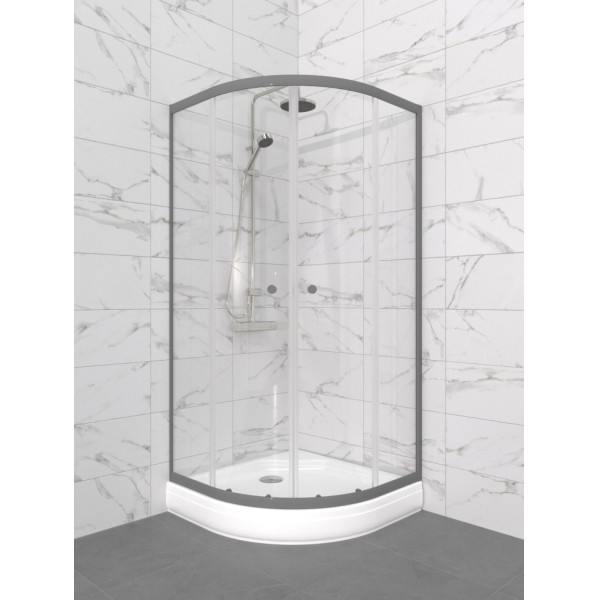 Душевой уголок Triton Альфа-графит 100x100 с поддоном стекло прозрачное, профиль графит (DK476)