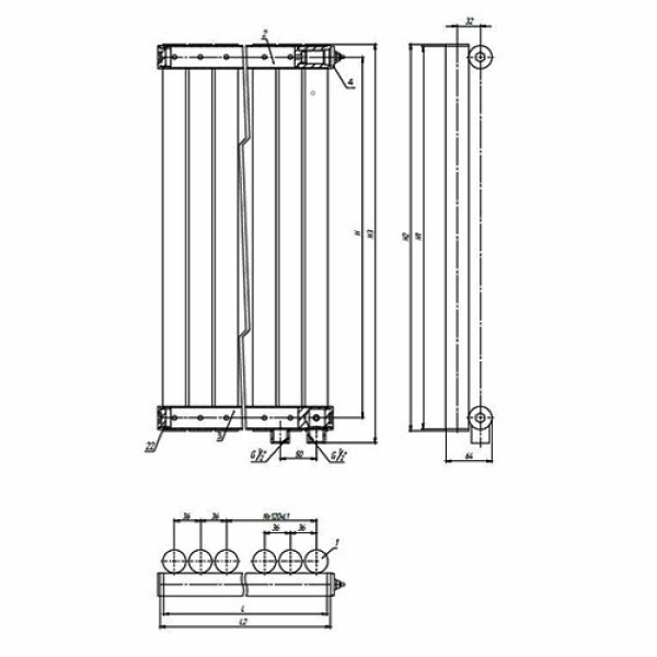 Радиатор стальной Empatiko нижнее правое подключение, вечерний синий (Takt R1-1072-500 Night Blue)