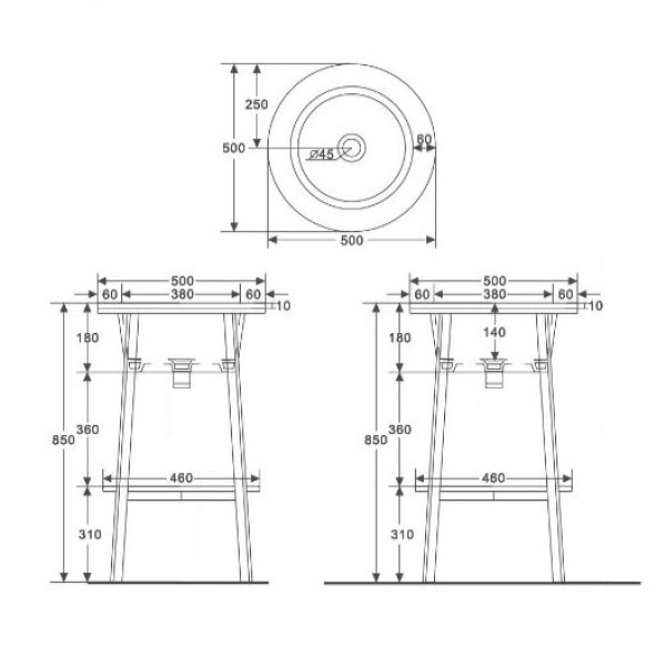 Раковина с консолью Аbber Bequem 50x50x85 черная матовая (AC2130MB)