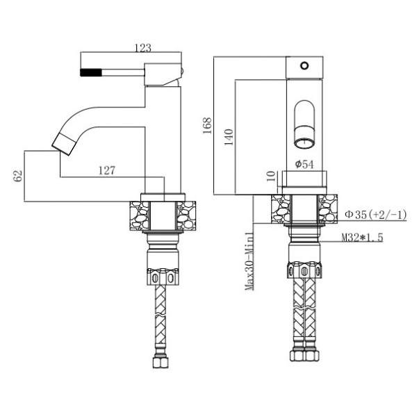 Смеситель для раковины Voda Vessel Black черный (VSL26B)