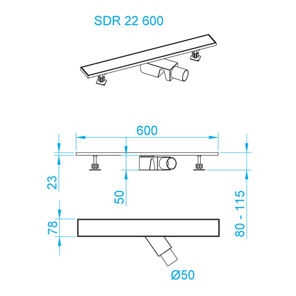 Душевой лоток RGW SDR 600 черный (47212260-04) Душевой лоток RGW SDR 600 черный (47212260-04)