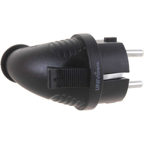 Вилка угловая c заземлением UNIVersal 16А 250В IP44 (еврослот, каучук) (1241) Вилка угловая c заземлением UNIVersal 16А 250В IP44 (еврослот, каучук) (1241)