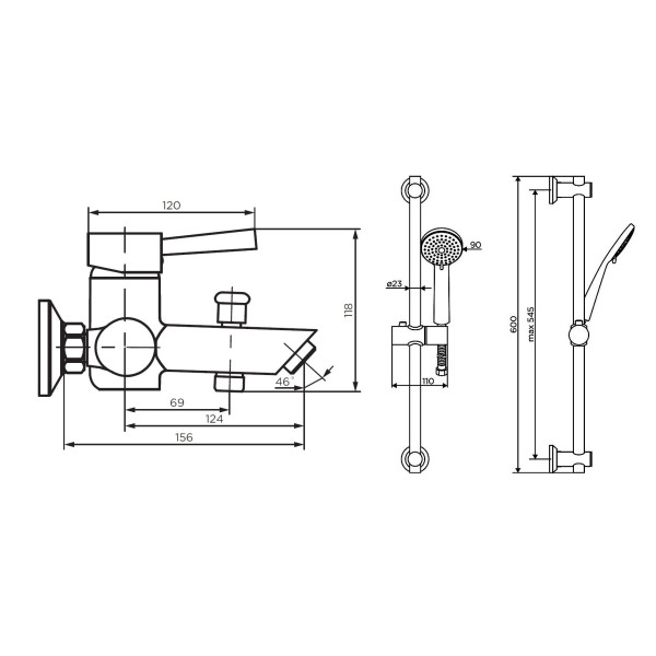 Смеситель для ванны и душа Dorff Logic NEW с душевым набором (D0103030SS) Смеситель для ванны и душа Dorff Logic NEW с душевым набором (D0103030SS)