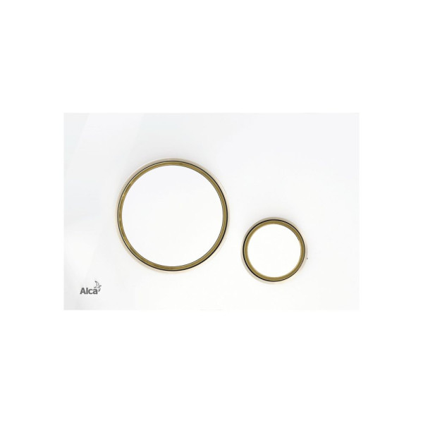 Клавиша смывная Alcaplast Thin белая/золотая (M775) Клавиша смывная Alcaplast Thin белая/золотая (M775)