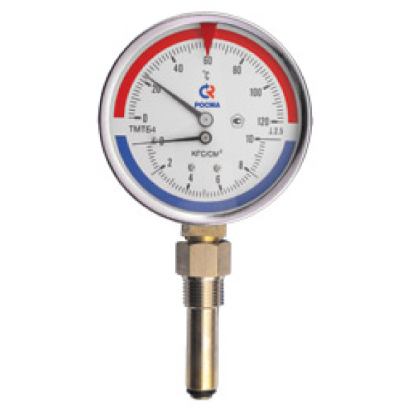 Термоманометр РОСМА 1/2" Ду 100, 6 бар (радиальный)