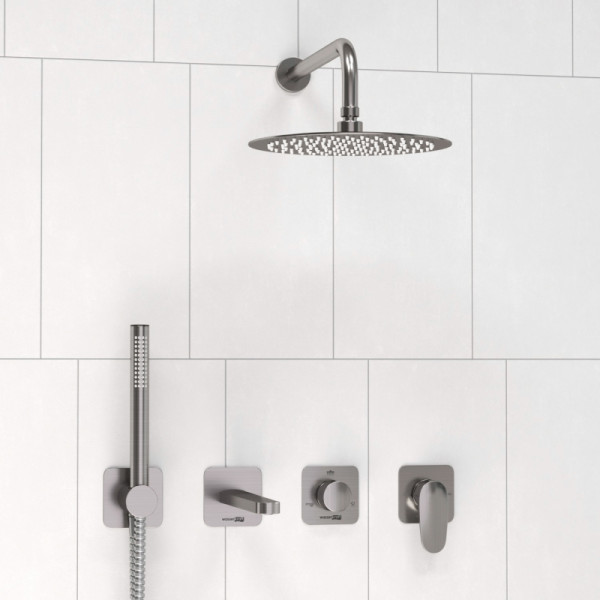 Смеситель для ванны и душа встраиваемый с верхней душевой насадкой, лейкой WasserKRAFT никель (A1451.273.274.097.121.275.100.276)