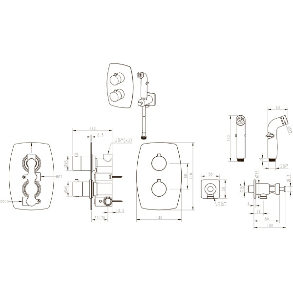 Смеситель с гигиеническим душем Lemark Ursus встраиваемый черный (LM7240BL)