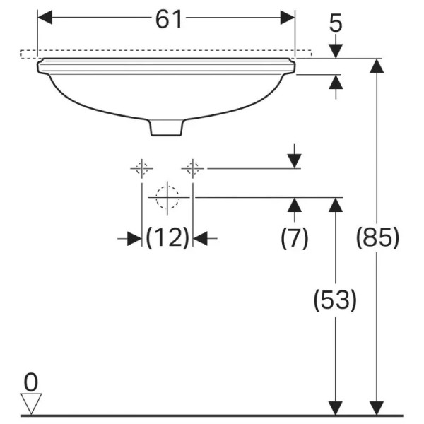 Раковина встраиваемая Geberit VariForm 55x40 без отверстием под смеситель, без отверстием перелива, белая (500.758.01.2)