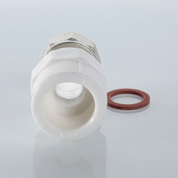 Переход с накидной гайкой и латунной вставкой PP-R 20*1/2"В VALTEC (латунь, белый) VTp.708.0.02004
