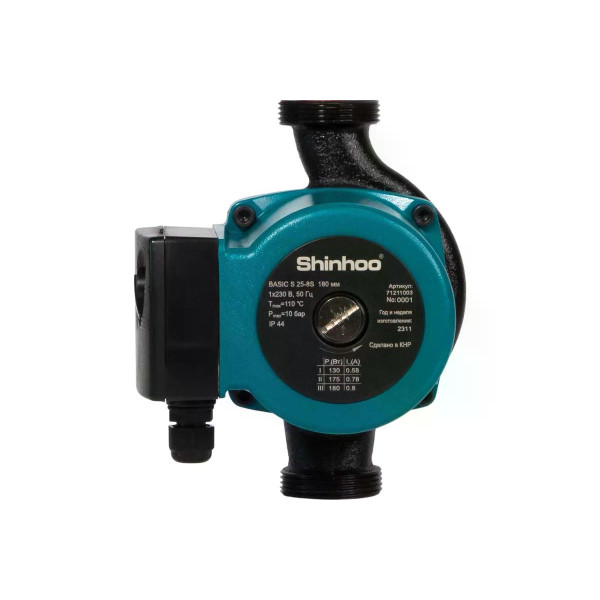 Насос циркуляционный Shinhoo Basic S 25-8S 180 (G 1 1/2", с гайками) (71211003) Насос циркуляционный Shinhoo Basic S 25-8S 180 (G 1 1/2", с гайками) (71211003)