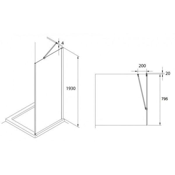 Душевое ограждение Roca Capital 80x195 стекло прозрачное, профиль хром (7.M440.8.012.M)