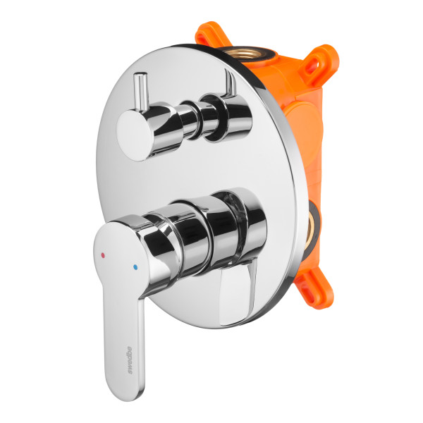 Смеситель для душа встраиваемый Swedbe Platta подключение на 2 выхода в монтажном боксе хром (5518) Смеситель для душа встраиваемый Swedbe Platta подключение на 2 выхода в монтажном боксе хром (5518)