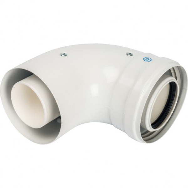 Элемент дымохода конденсац. колено 90°/ адаптер 90° DN 60/100 м/п PP-FE (совместим. с Baxi,Viessmann) SCA-8610-210090