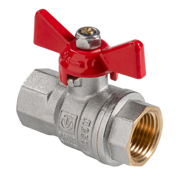 Кран 1/2" ВВ шаровый Valtec ГОСТ (красная бабочка) VT.417.N.04 Кран 1/2" ВВ шаровый Valtec ГОСТ (красная бабочка) VT.417.N.04