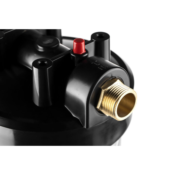 Фильтр колбовый Гейзер 1" 10BB с латунными ниппелями (прозрачный, для холодной воды) (50685) Фильтр колбовый Гейзер 1" 10BB с латунными ниппелями (прозрачный, для холодной воды) (50685)