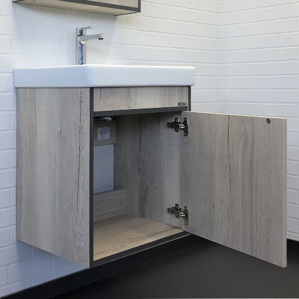 Тумба подвесная с раковиной Comforty Вена 550x450x610 дуб дымчатый (00-00008928)