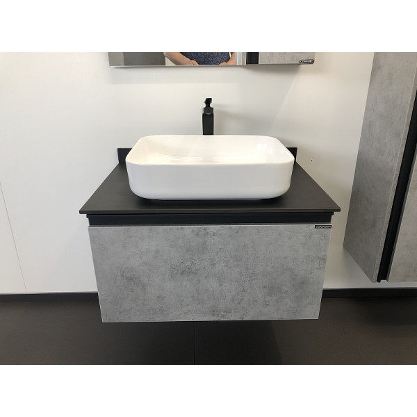 Тумба подвесная с раковиной Comforty Эдинбург 750x520x550 дуб светлый/черный (00004149066)