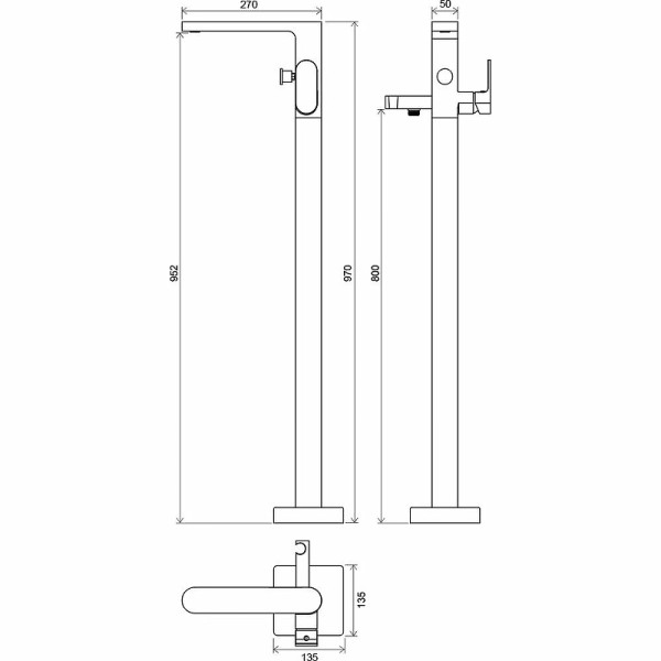 Смеситель напольный Ravak Chrome с душевой лейкой хром (X070101)