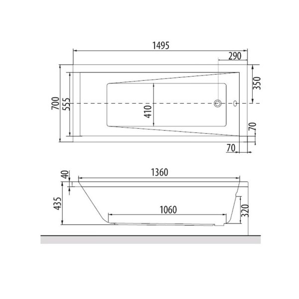 Ванна акриловая Excellent Wave 150x70 (WAEX.WAV15WH)