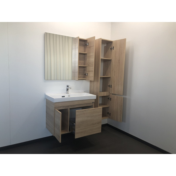 Шкаф зеркальный Comforty Тромсе 800x150x800 дуб сонома (00004142222)