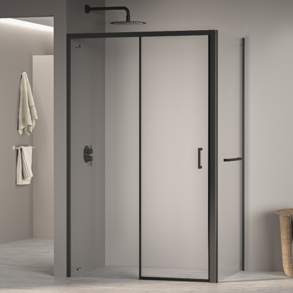 Душевой уголок RGW PA-177-1B (RGW PA-017B + Z-060-2B) 1400x800 стекло прозрачное, профиль черный (3508177148-14)