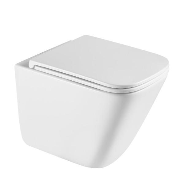 Комплект подвесной унитаз Abber Rechteck AC1219TC белый, с закрытым дном с инсталляцией AC0105 и кнопкой AC0121 хром глянцевый (AC1219TC-AC0105-AC0121