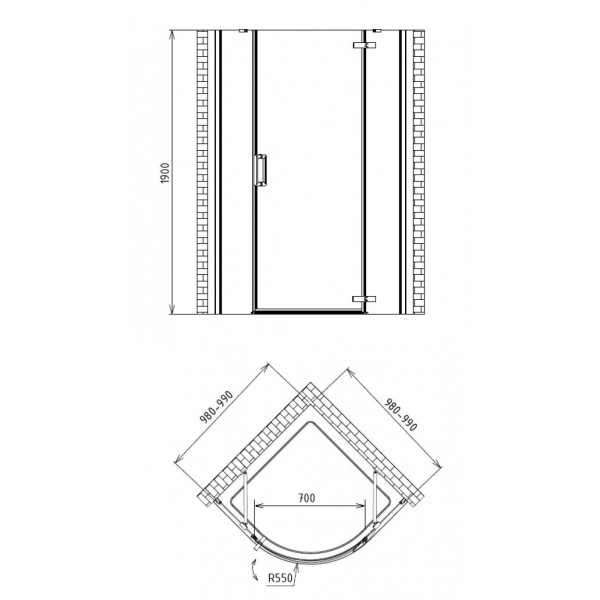 Душевой уголок Gemy Fall Tea 1000x1000x1900 (S29086 R)