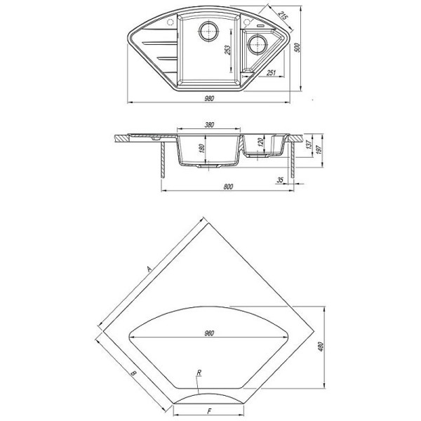 Мойка для кухни врезная Lemark Irkana 980 980x500 шампань (9910048)