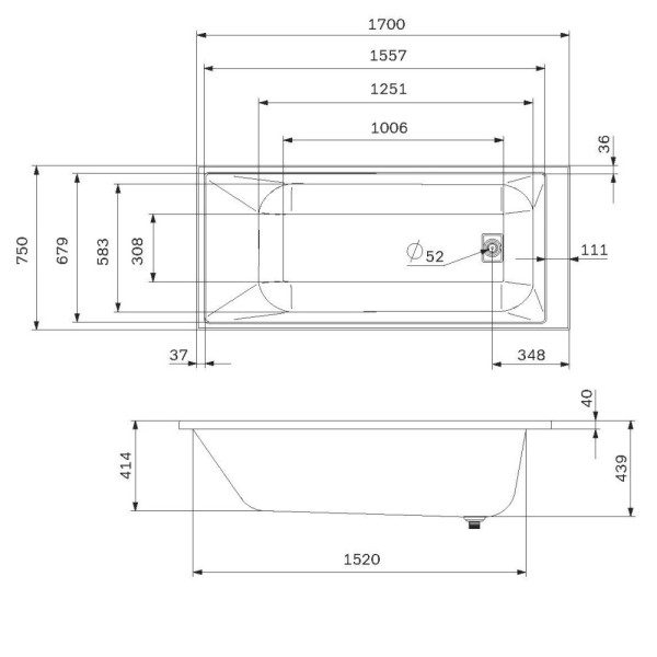 Ванна акриловая AM.PM Libre 170x75 белая (W60A-170-075W-A)