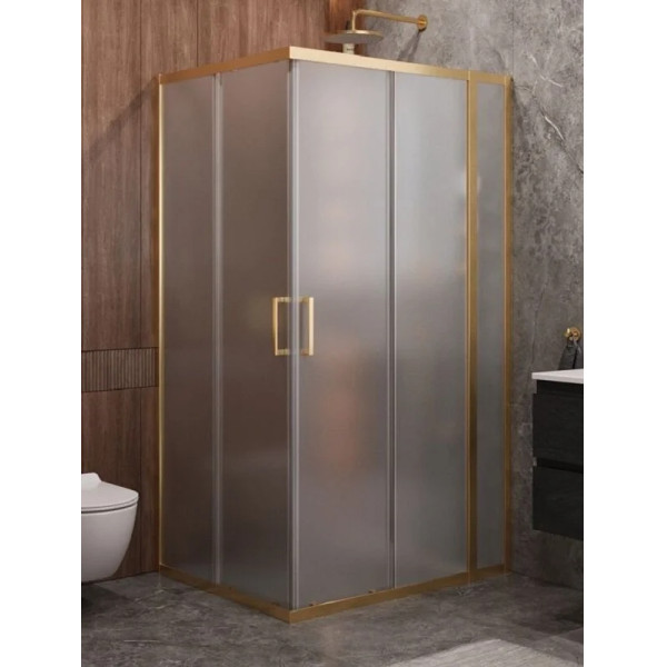 Душевой уголок Cezares Molveno 110x90x195 стекло матовое, профиль брашированное золото (MOLVENO-AH-21-90+20-P-BORO)