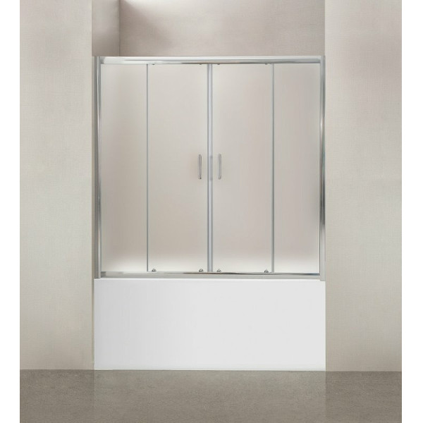 Душевая шторка на ванну BelBagno Uno 170x145 стекло рифленое, профиль хром (UNO-VF-2-170/145-P-Cr)