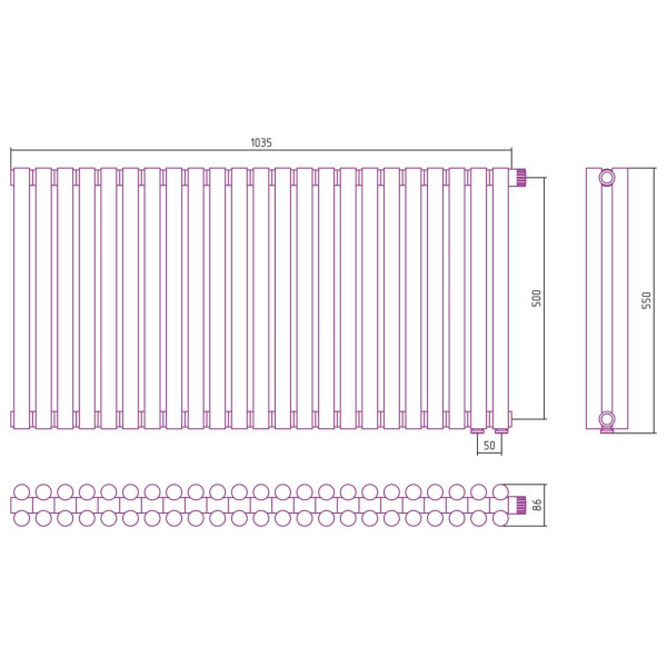 Дизайн-радиатор Сунержа Эстет-11 EU50 500*1035 23 секции хром (00-0312-5023)