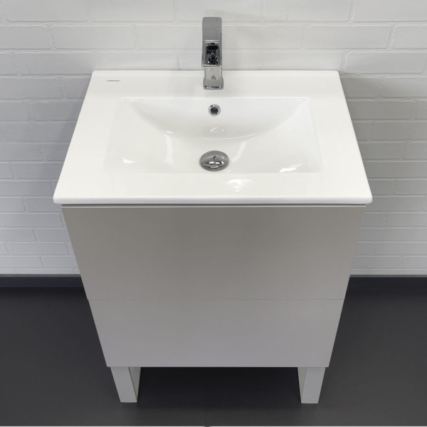 Тумба напольная Comforty Асти 610x850x465 белый глянцевый с раковиной (00-00019361)