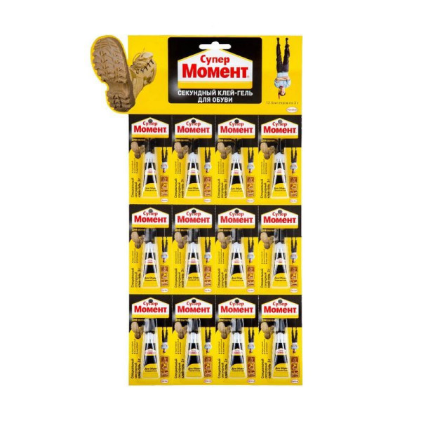 Клей секундный Супер Момент для обуви Прозрачный 3 г. (на мульти-карте) (1694871)