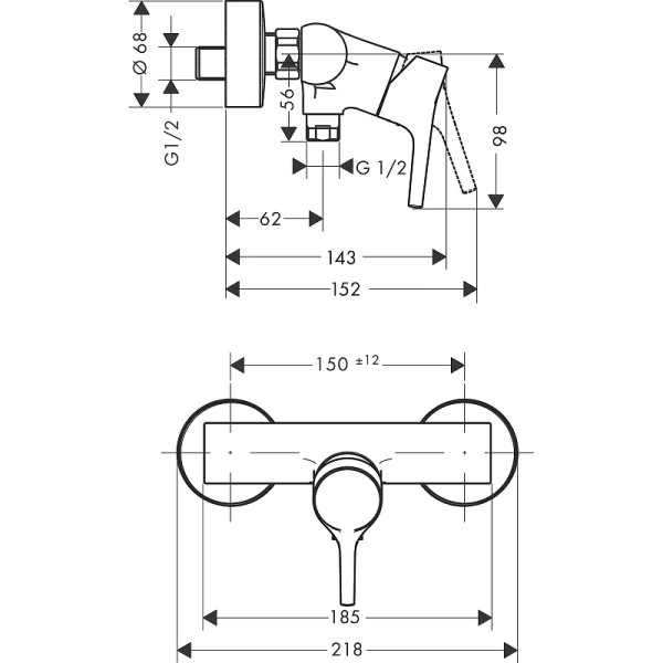 Смеситель для душа Hansgrohe Talis S хром (72600000) Смеситель для душа Hansgrohe Talis S хром (72600000)