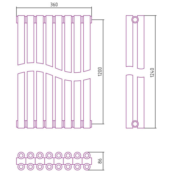 Дизайн-радиатор Сунержа Эстет-00 1200*360 8 секций белый (12-0332-1208) Дизайн-радиатор Сунержа Эстет-00 1200*360 8 секций белый (12-0332-1208)