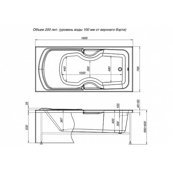 Экран фронтальный для ванны Aquanet Riviera 170