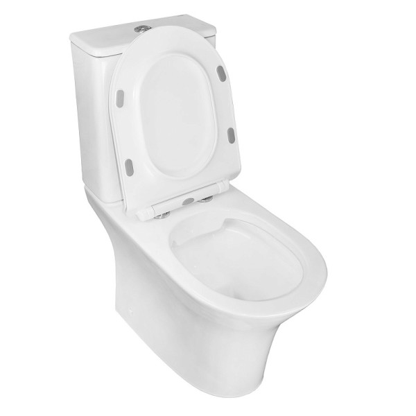 Унитаз напольный Fretta Round безободковый с бачком и сиденьем микролифт 650x340x770 (AZ-1217 + AZ-1216)