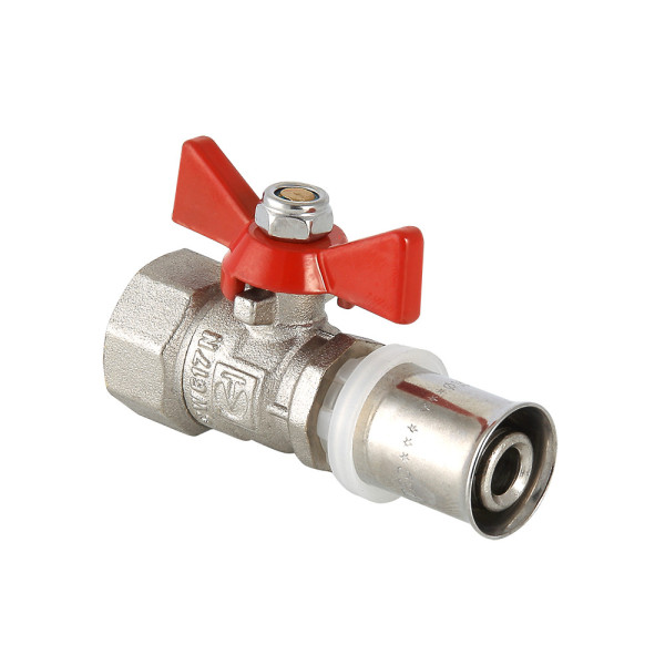 Кран 16х1/2"В шаровый пресс Valtec (красная бабочка) VT.242.N.1604 Кран 16х1/2"В шаровый пресс Valtec (красная бабочка) VT.242.N.1604