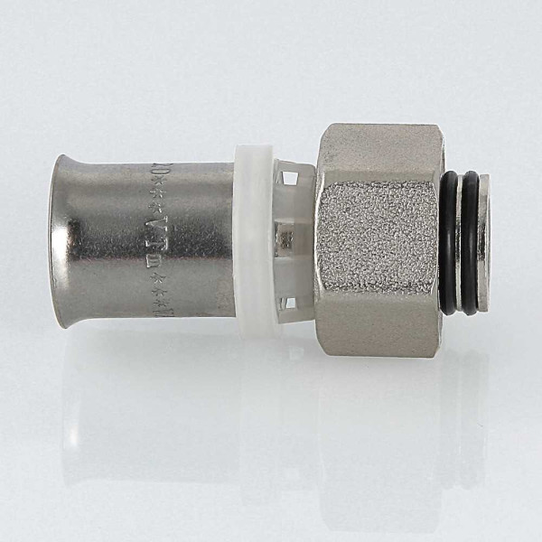 Соединение прямое 16*1/2"(16) с накидной гайкой Valtec (пресс, никель) (VTc.712.N.1604) Соединение прямое 16*1/2"(16) с накидной гайкой Valtec (пресс, никель) (VTc.712.N.1604)