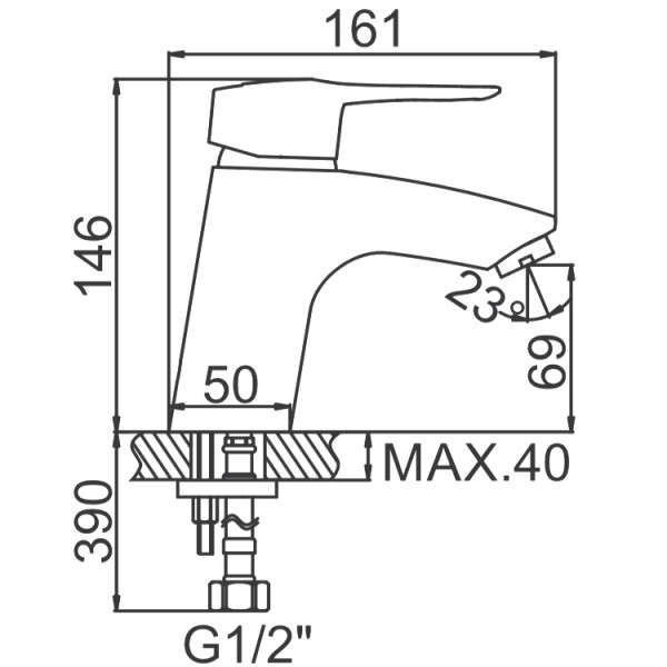 Смеситель для раковины Ledeme хром (L1004)