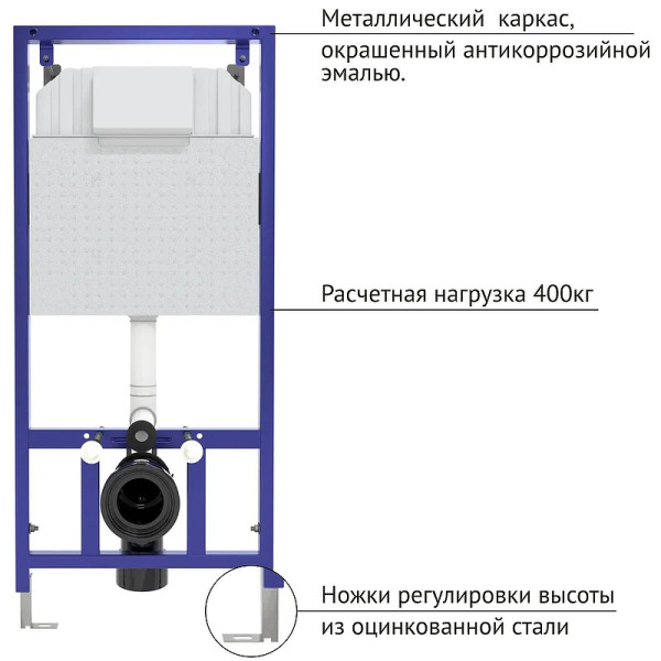 Инсталляция Berges Novum525 с подвесным унитазом, кнопка О1 белая, унитаз VENTAS Rimless, сиденье Ventas Slim SO (043239)