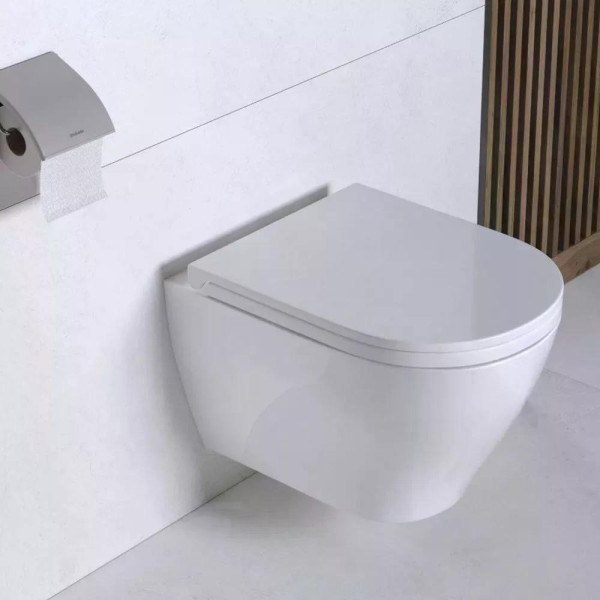 Унитаз подвесной Sanita LUXE Breeze RML безободковый с soft close, clip up, белый (WC.WH/Breeze/DM.Rim/WHT.G/S1)